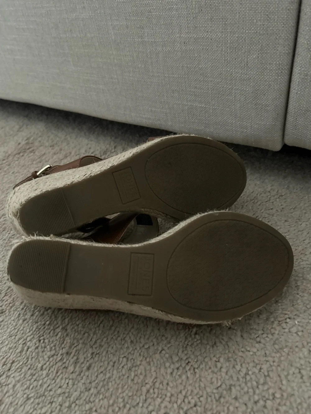 Jones New York Brown Espadrille Wedge Sandals with Logo Buckle